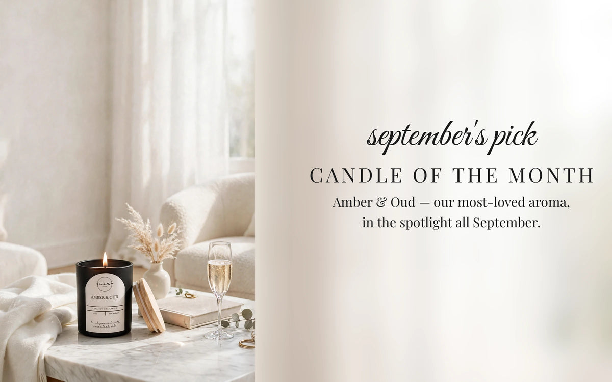 Burbelle Boutique Candle of the Month – Amber & Oud Luxe soy wax candle
